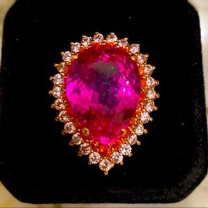 NATURAL RASPBERRY  PINK TOPAZ RING SIZE 8